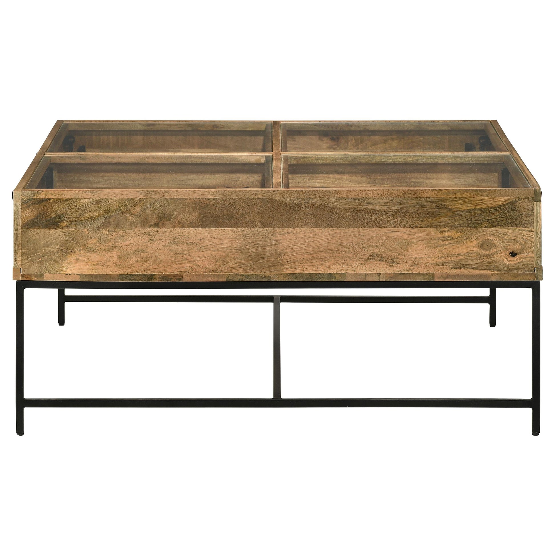  Coaster Furniture Stephie 704698 4-Drawer Square Glass Top Coffee Table - Honey Brown IMAGE 6