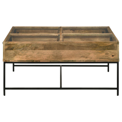  Coaster Furniture Stephie 704698 4-Drawer Square Glass Top Coffee Table - Honey Brown IMAGE 6