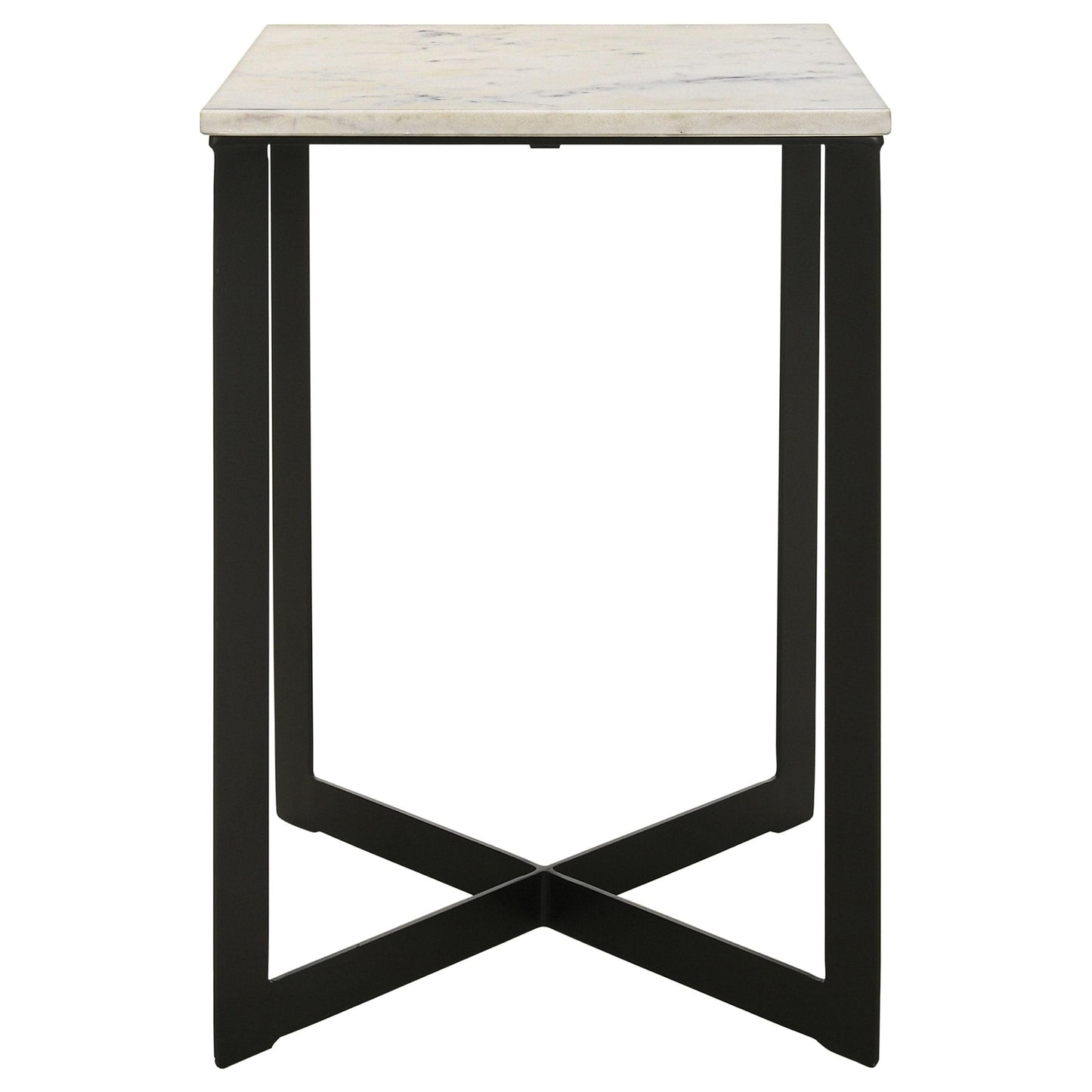  Coaster Furniture Tobin 707697 Square Marble Top End Table - White and Black IMAGE 3
