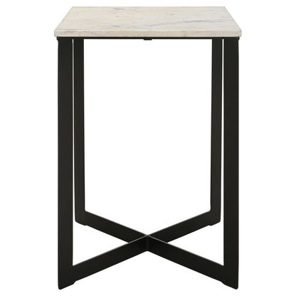  Coaster Furniture Tobin 707697 Square Marble Top End Table - White and Black IMAGE 3
