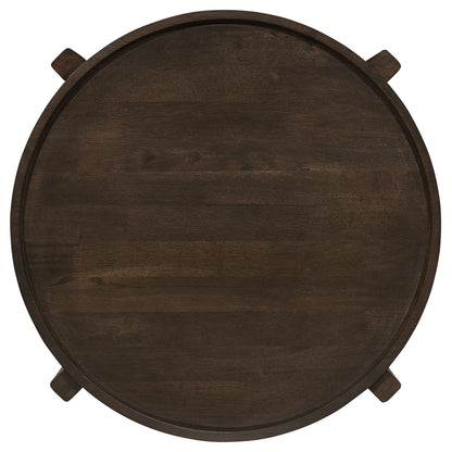 Coaster Furniture Cota 708287 Round Solid Wood End Table - Dark Brown IMAGE 5