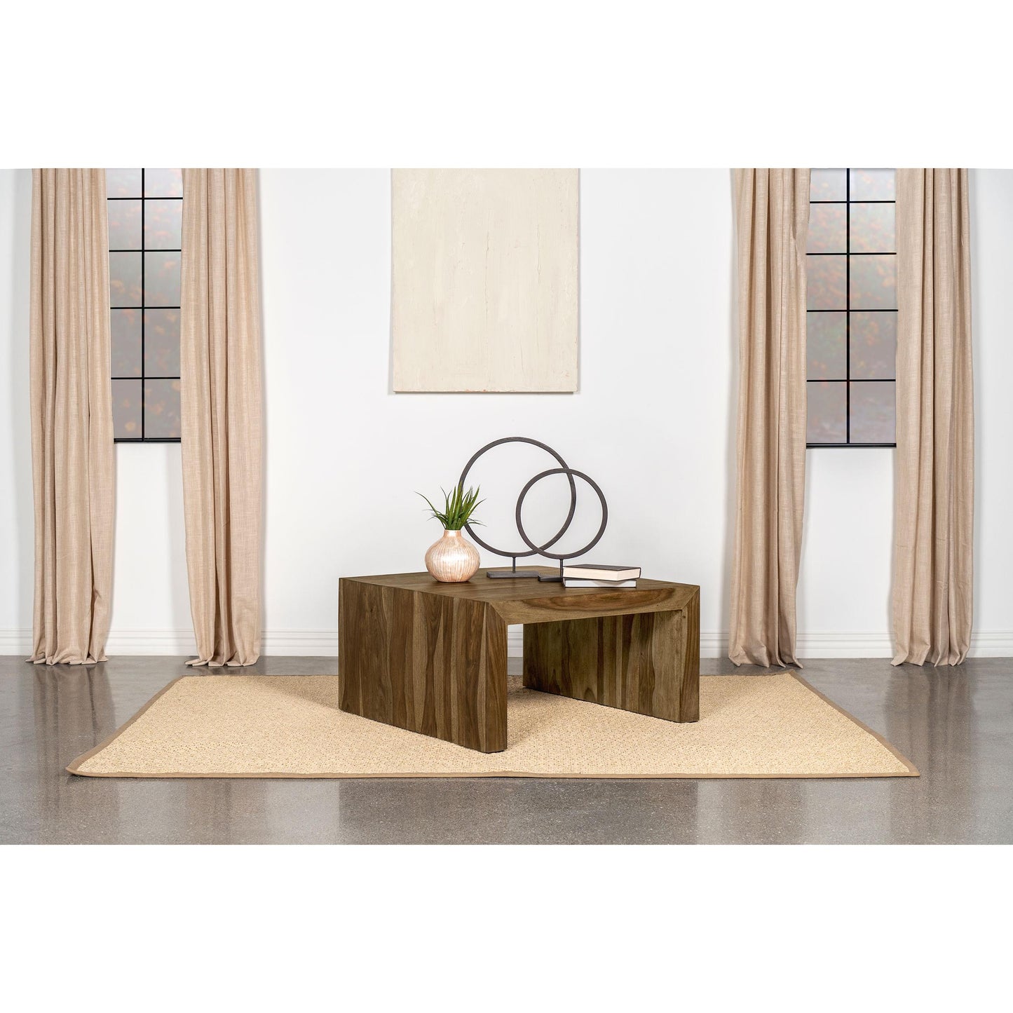  Coaster Furniture Odilia 708418 Square Solid Wood Coffee Table - Auburn IMAGE 2