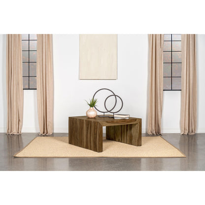  Coaster Furniture Odilia 708418 Square Solid Wood Coffee Table - Auburn IMAGE 2