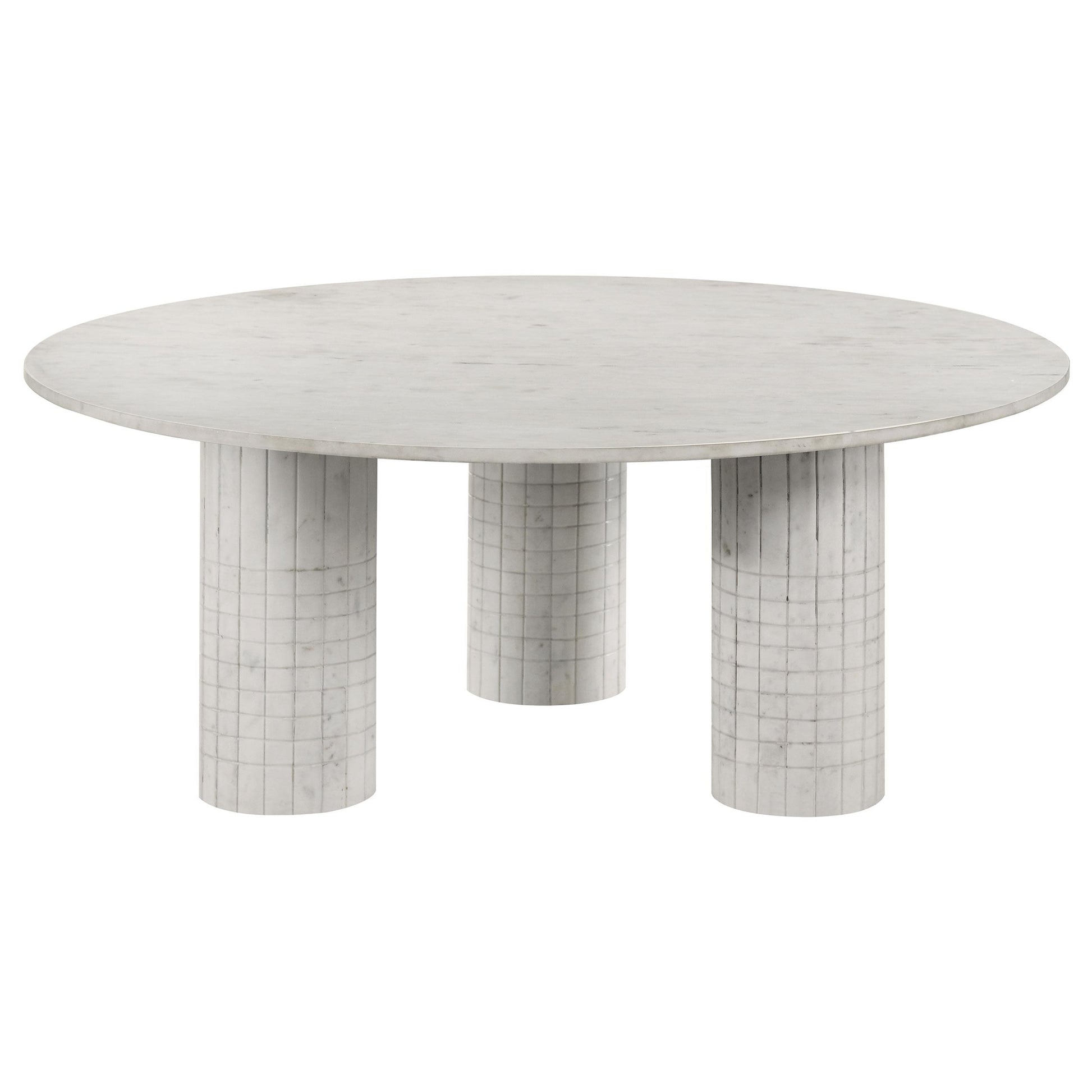 Coaster Furniture Astoria 709668 Round Genuine Marble Coffee Table - White IMAGE 1