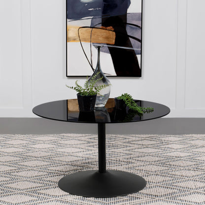 Coaster Furniture Ganso 709688 Round Metal Coffee Table With Tempered Glass Top - Black IMAGE 2