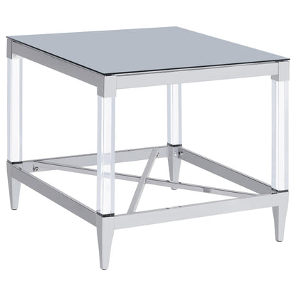 Coaster Furniture Lindley 709727 Square Tempered Mirror Acrylic Side End Table - Chrome IMAGE 1