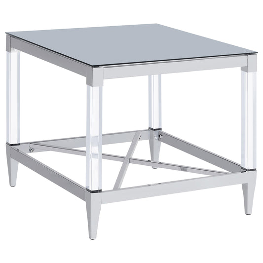 Coaster Furniture Lindley 709727 Square Tempered Mirror Acrylic Side End Table - Chrome IMAGE 1