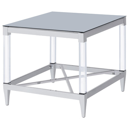 Coaster Furniture Lindley 709727 Square Tempered Mirror Acrylic Side End Table - Chrome IMAGE 3