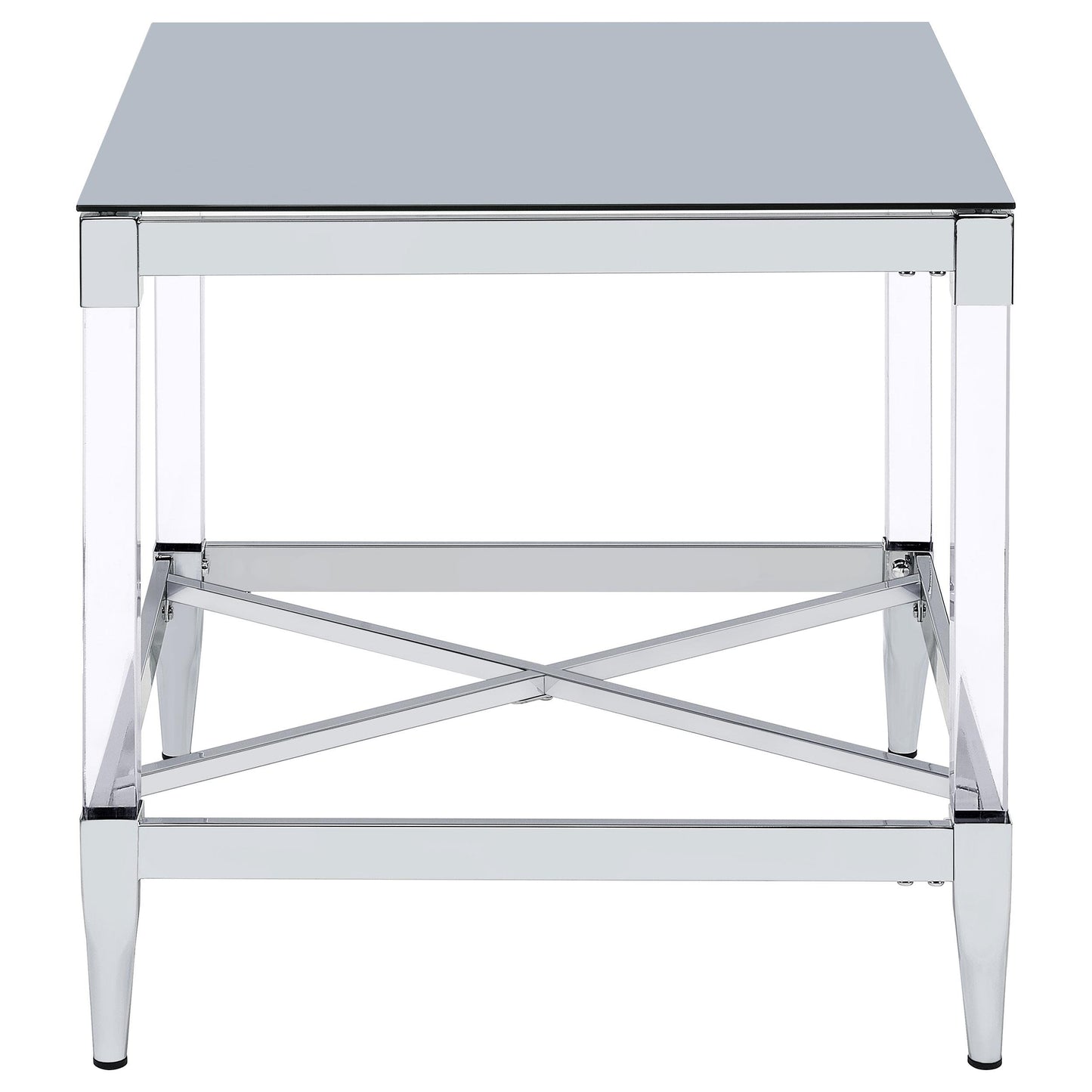 Coaster Furniture Lindley 709727 Square Tempered Mirror Acrylic Side End Table - Chrome IMAGE 4
