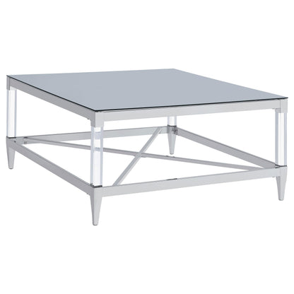 Coaster Furniture Lindley 709728 Square Tempered Mirror Acrylic Coffee Table - Chrome IMAGE 1
