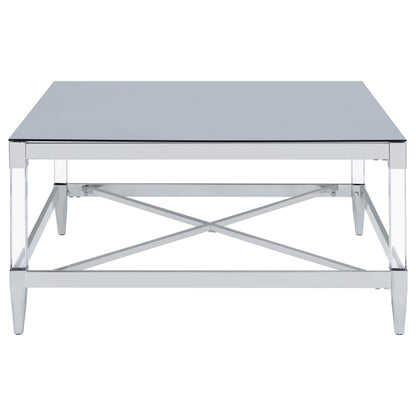 Coaster Furniture Lindley 709728 Square Tempered Mirror Acrylic Coffee Table - Chrome IMAGE 2