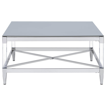 Coaster Furniture Lindley 709728 Square Tempered Mirror Acrylic Coffee Table - Chrome IMAGE 4