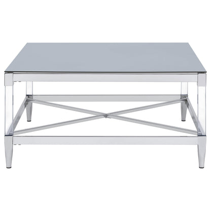 Coaster Furniture Lindley 709728 Square Tempered Mirror Acrylic Coffee Table - Chrome IMAGE 6