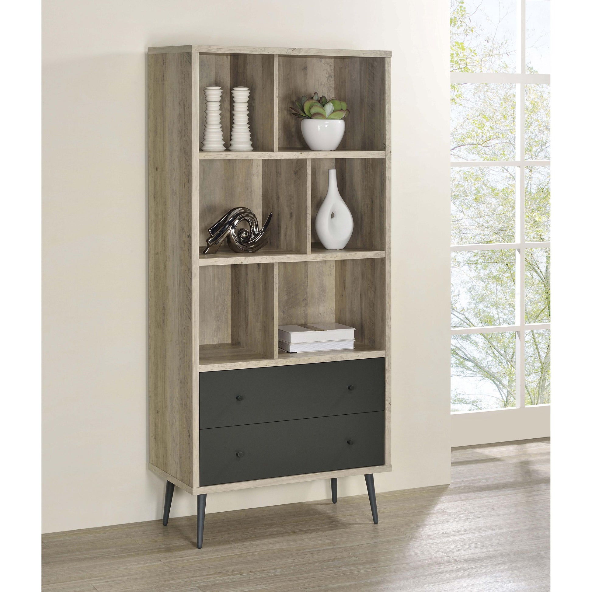 Coaster Furniture Maeve 801923 70-inch 3-shelf Bookcase with Drawers - Distressed Pine IMAGE 2