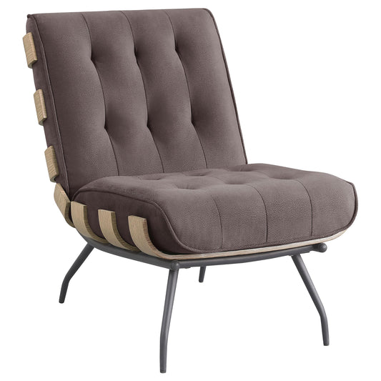 Coaster Furniture Aloma 907503 Upholstered Tufted Armless Accent Chair - Brown IMAGE 1
