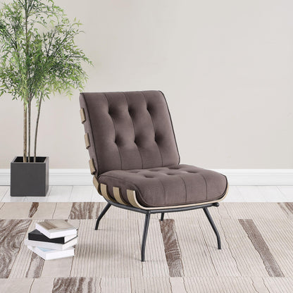 Coaster Furniture Aloma 907503 Upholstered Tufted Armless Accent Chair - Brown IMAGE 2
