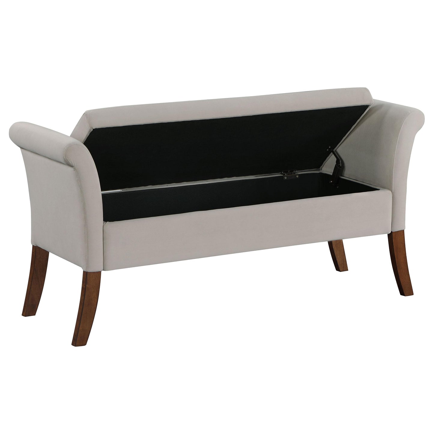 Coaster Furniture Farrah 910238 Velvet Upholstered Rolled Arm Storage Bench - Beige IMAGE 3