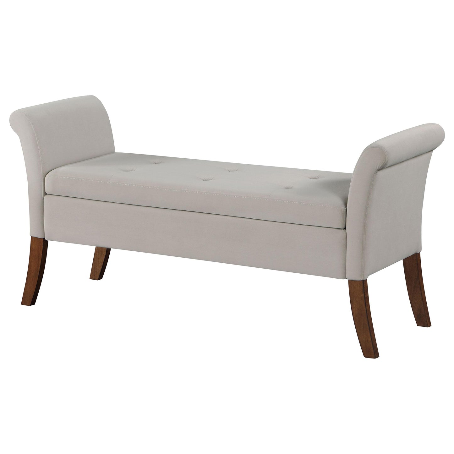 Coaster Furniture Farrah 910238 Velvet Upholstered Rolled Arm Storage Bench - Beige IMAGE 5