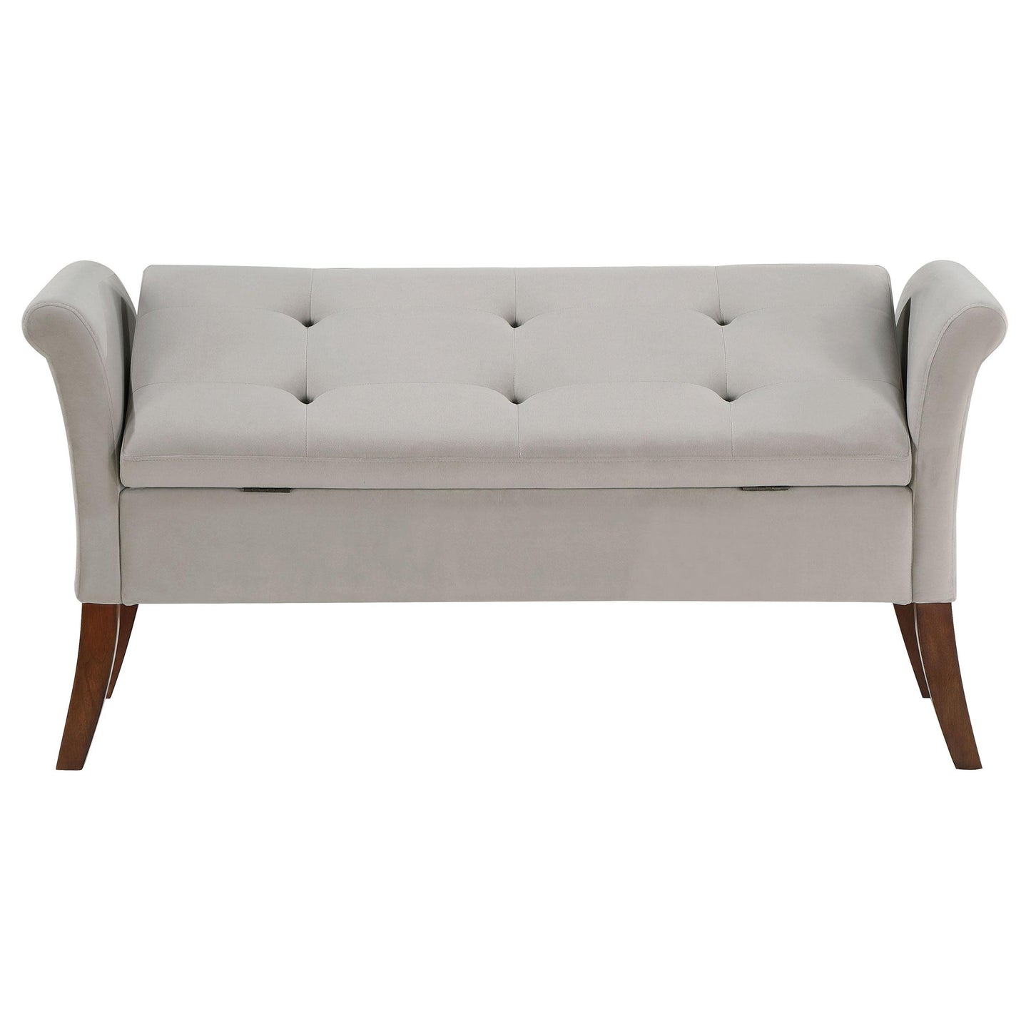 Coaster Furniture Farrah 910238 Velvet Upholstered Rolled Arm Storage Bench - Beige IMAGE 8