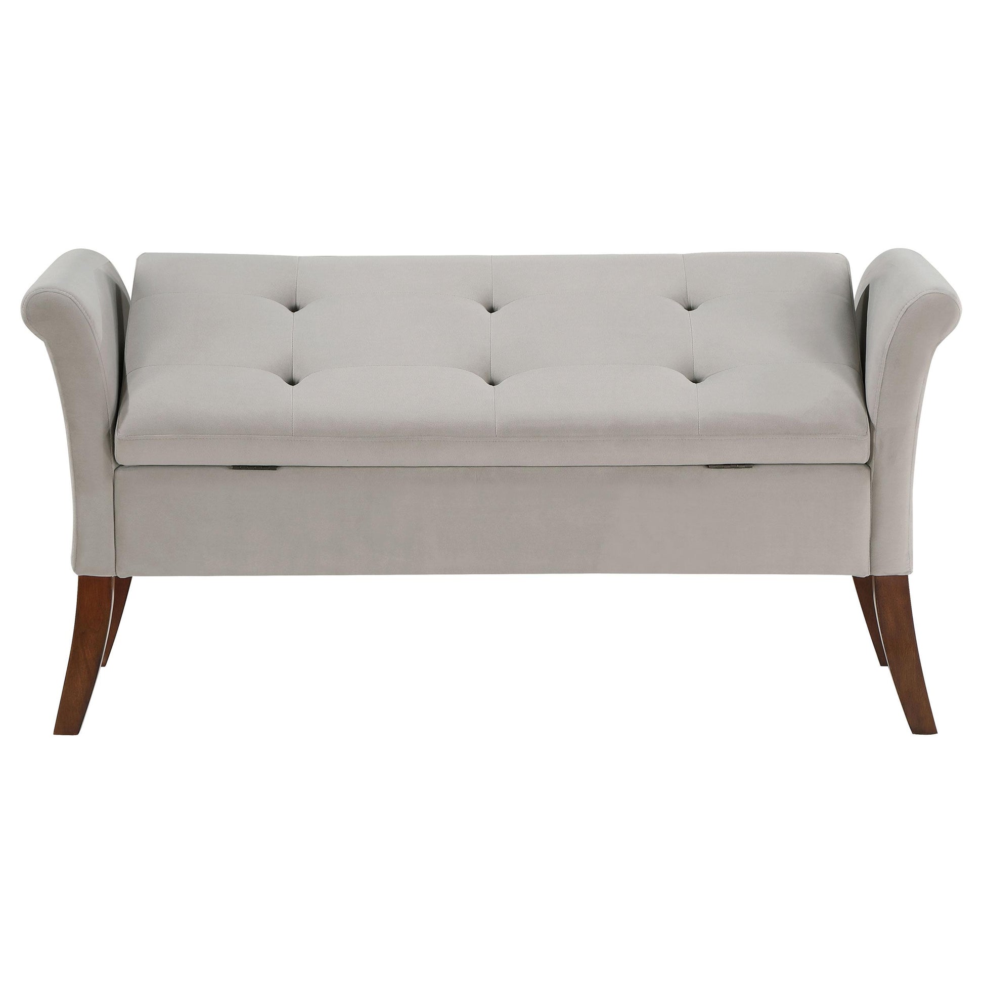Coaster Furniture Farrah 910238 Velvet Upholstered Rolled Arm Storage Bench - Beige IMAGE 8