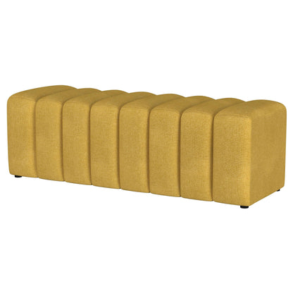  Coaster Furniture Summer 910292 Fabric Upholstered Tufted Accent Bench - Mustard Yellow IMAGE 3