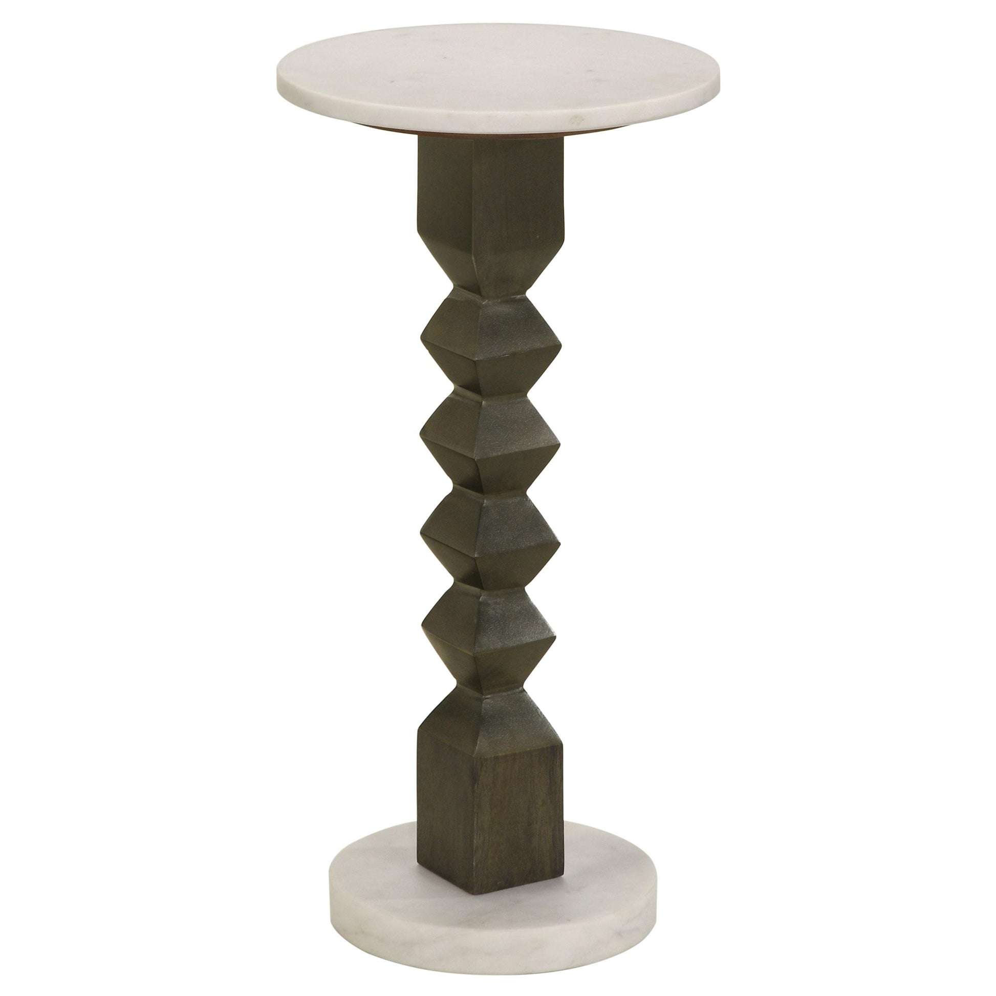 Coaster Furniture Colette 930190 Round Marble Top Side Table - White and Dark Grey IMAGE 1