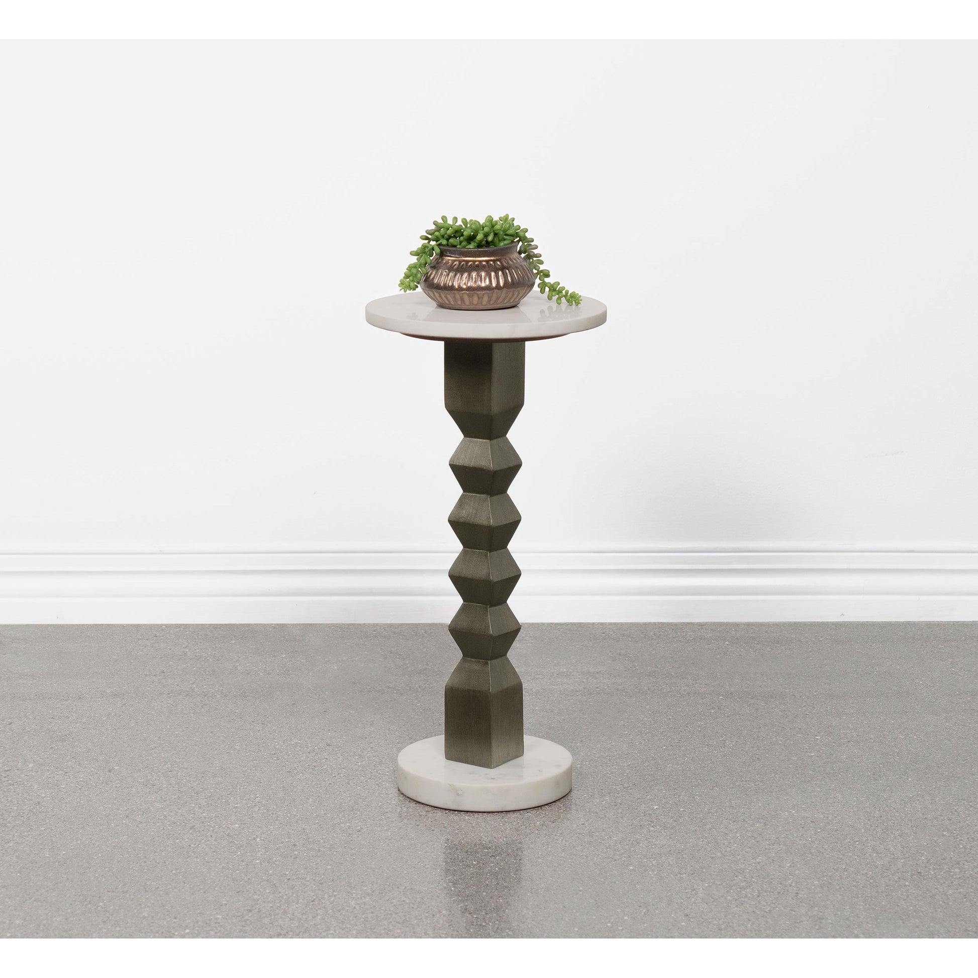 Coaster Furniture Colette 930190 Round Marble Top Side Table - White and Dark Grey IMAGE 2
