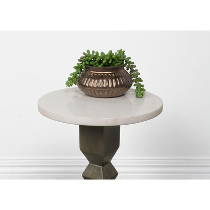Coaster Furniture Colette 930190 Round Marble Top Side Table - White and Dark Grey IMAGE 4