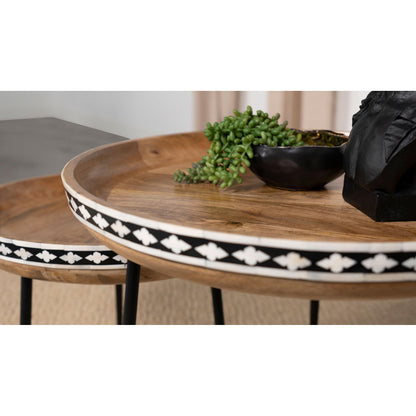 Coaster Furniture Ollie 930193 2-piece Solid Wood Bone Inlay Nesting Table - Natural IMAGE 10