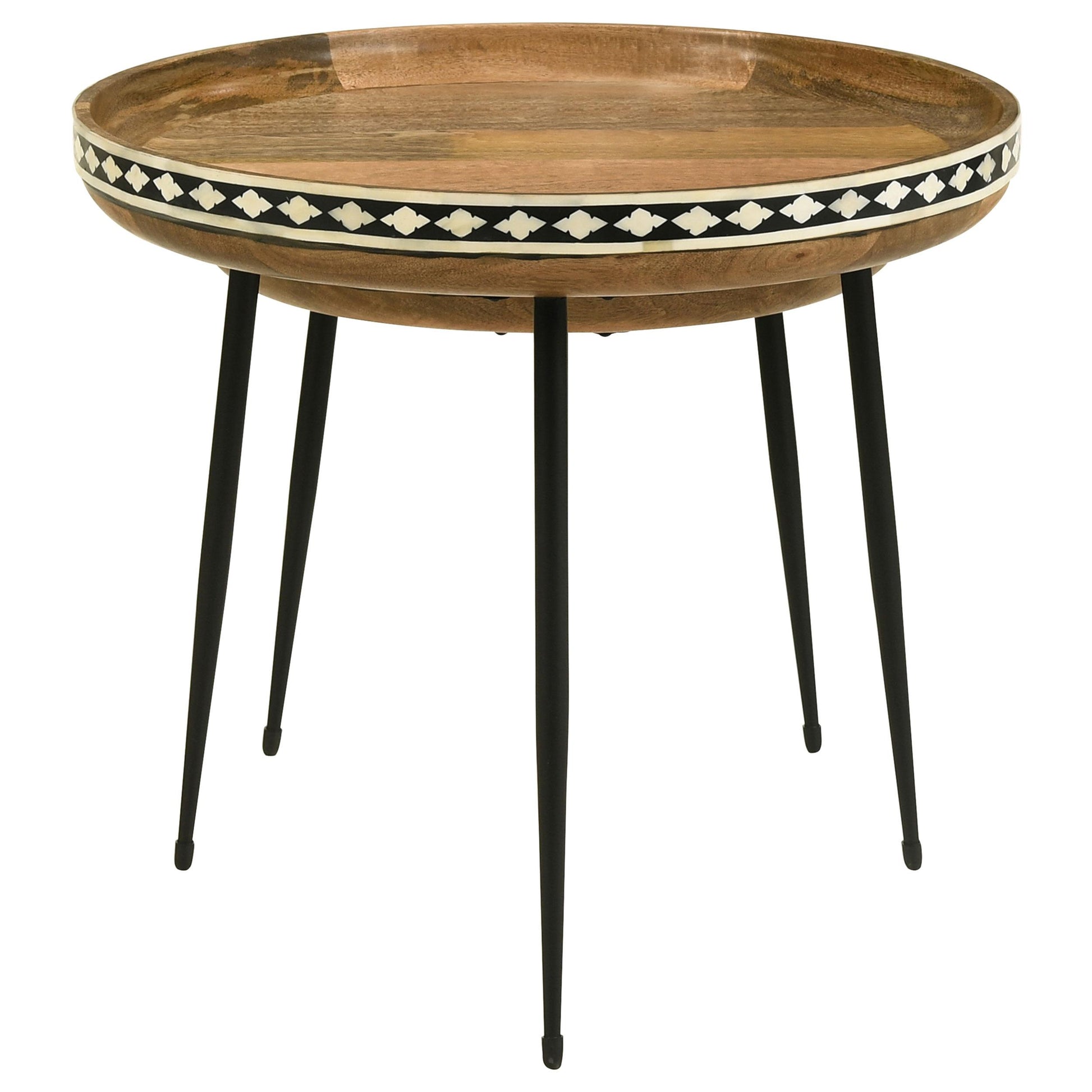  Coaster Furniture Ollie 930193 2-piece Solid Wood Bone Inlay Nesting Table - Natural IMAGE 5