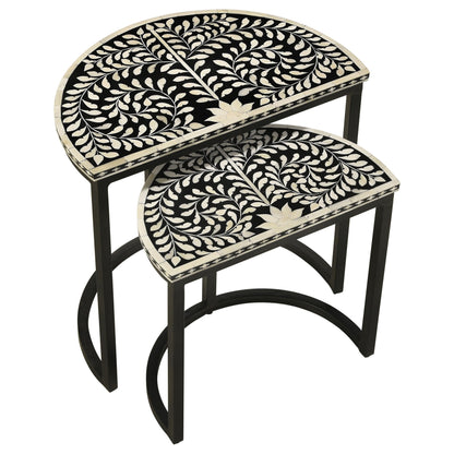  Coaster Furniture Zakiya 930195 2-piece Demilune Nesting Table Set - Black and White IMAGE 3