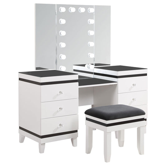 Coaster Furniture Talei 930244 6-Drawer Vanity Set with Lighting - Black and White IMAGE 1