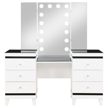 Coaster Furniture Talei 930244 6-Drawer Vanity Set with Lighting - Black and White IMAGE 4
