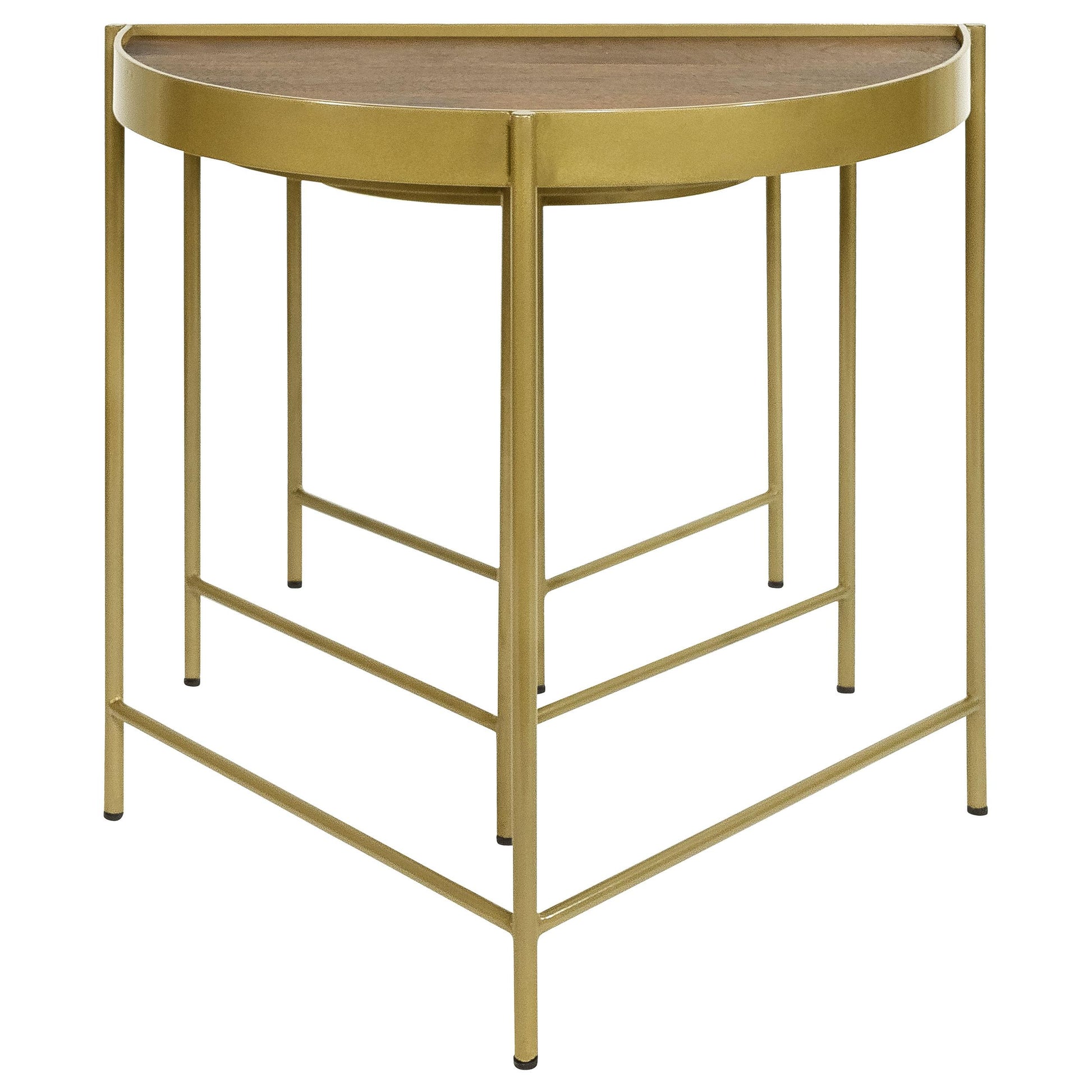 Coaster Furniture Tristen 936156 3-Piece Demilune Nesting Table - Brown and Gold IMAGE 3