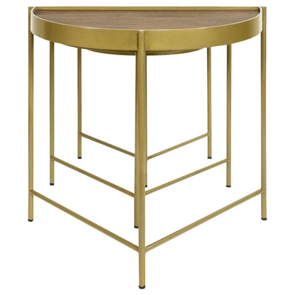 Coaster Furniture Tristen 936156 3-Piece Demilune Nesting Table - Brown and Gold IMAGE 3