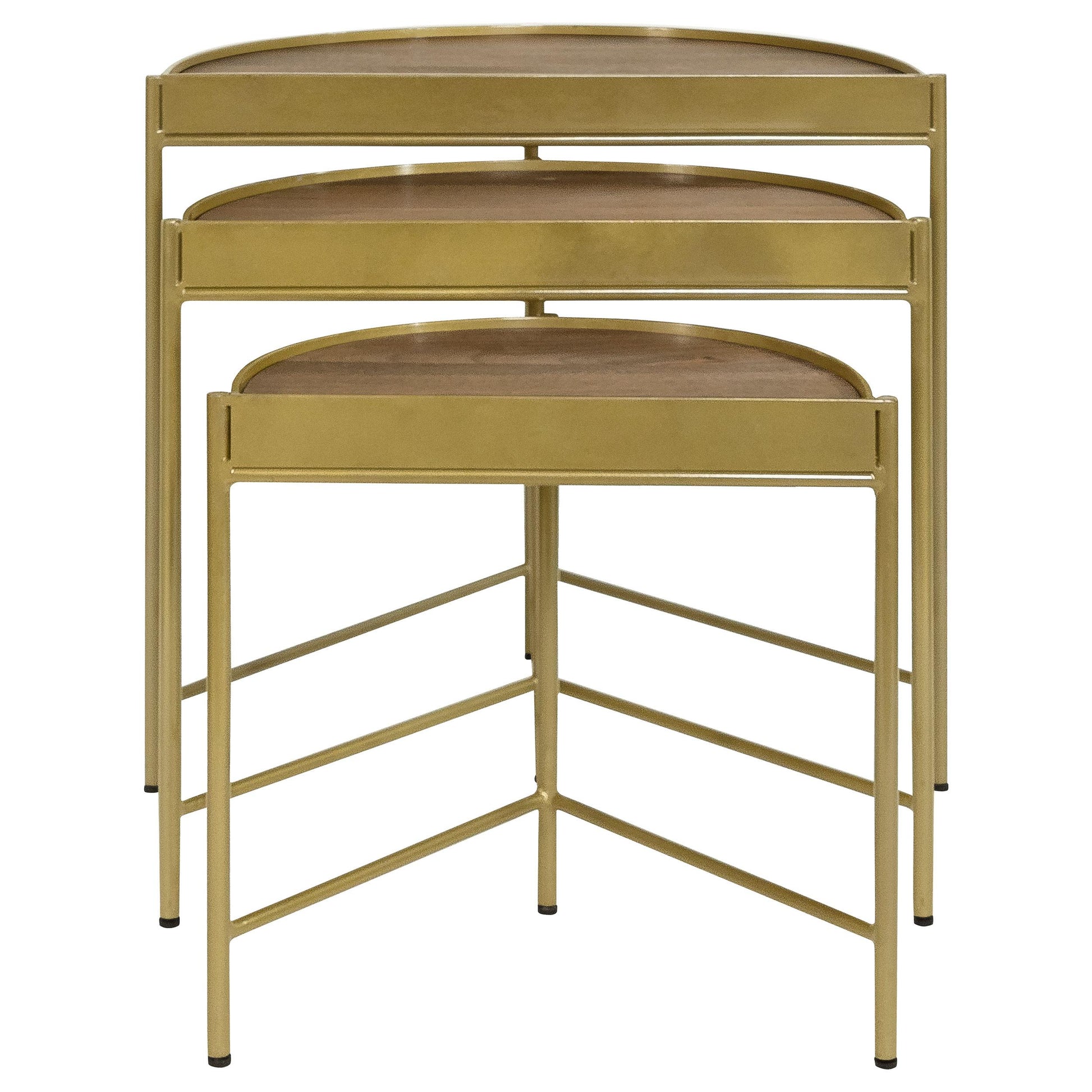 Coaster Furniture Tristen 936156 3-Piece Demilune Nesting Table - Brown and Gold IMAGE 5