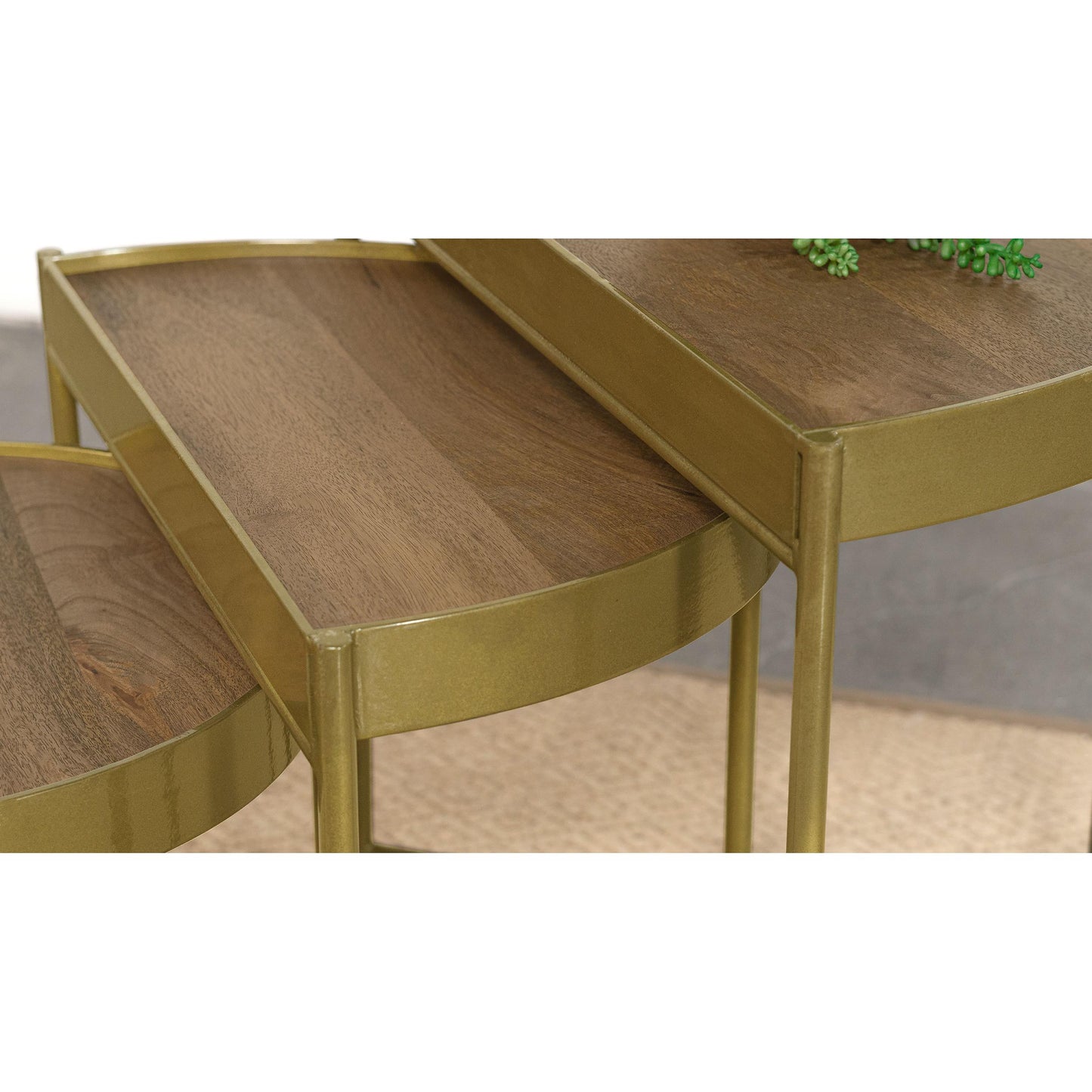 Coaster Furniture Tristen 936156 3-Piece Demilune Nesting Table - Brown and Gold IMAGE 6