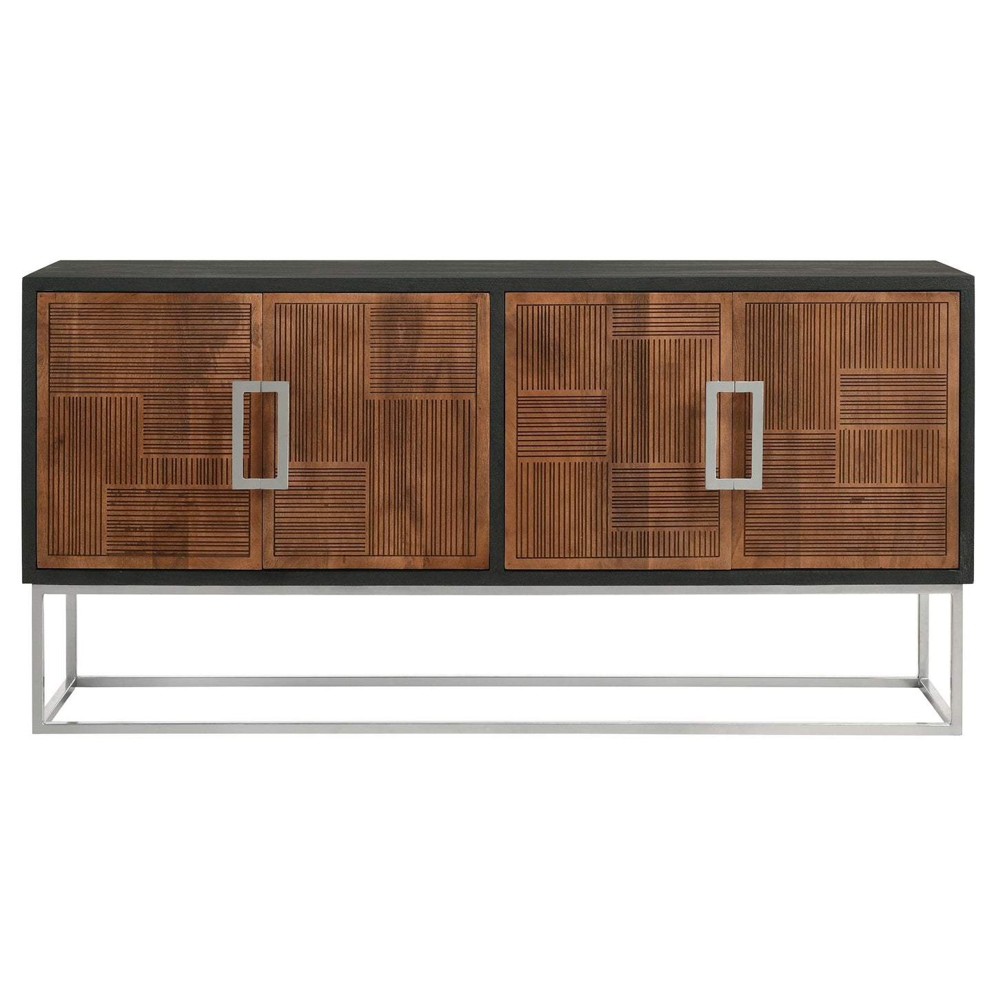 Coaster Furniture Borman 950331 4-door Wood Accent Cabinet - Walnut and Black IMAGE 4