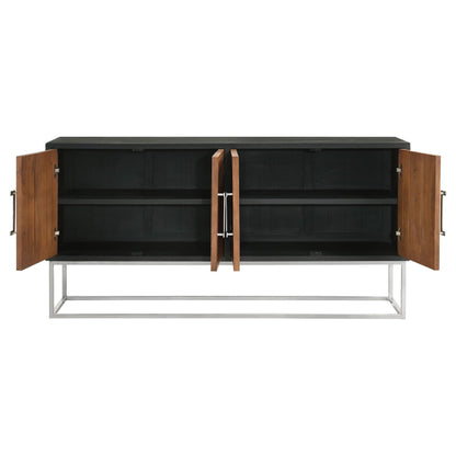 Coaster Furniture Borman 950331 4-door Wood Accent Cabinet - Walnut and Black IMAGE 5