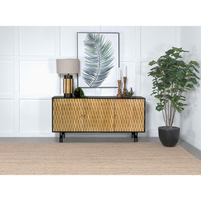 Coaster Furniture Aminah 950383 3-door Wood Accent Cabinet - Natural and Black IMAGE 10