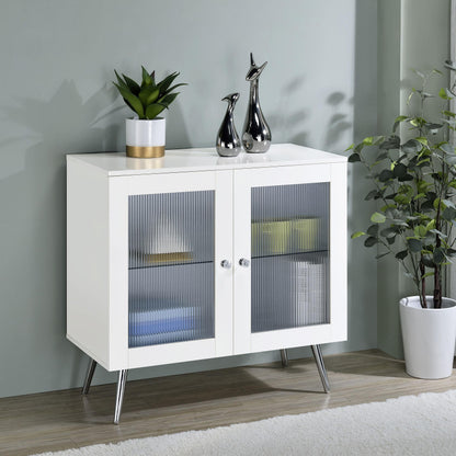 Coaster Furniture Nieta 950396 2-door Engineered Wood Accent Cabinet - White High Gloss IMAGE 2