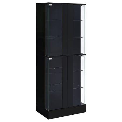Coaster Furniture Cabra 950398 4-door LED Curio Display Cabinet - Black High Gloss IMAGE 1