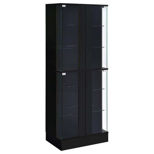 Coaster Furniture Cabra 950398 4-door LED Curio Display Cabinet - Black High Gloss IMAGE 1