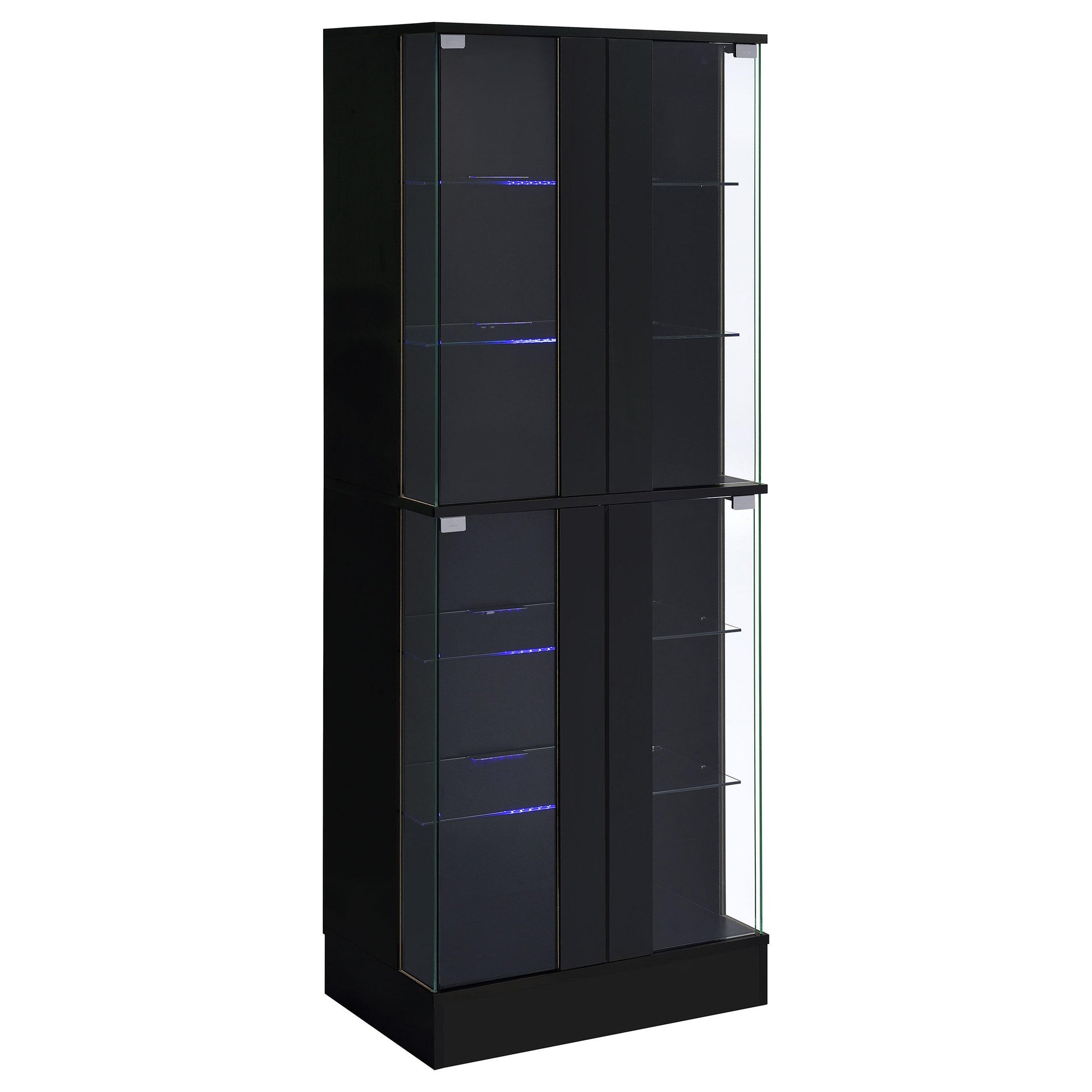 Coaster Furniture Cabra 950398 4-door LED Curio Display Cabinet - Black High Gloss IMAGE 4
