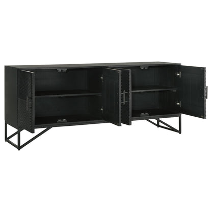  Coaster Furniture Riddell 959631 4-door Wood Reeding Accent Cabinet - Matte Black IMAGE 3