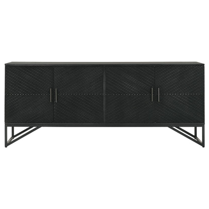  Coaster Furniture Riddell 959631 4-door Wood Reeding Accent Cabinet - Matte Black IMAGE 4