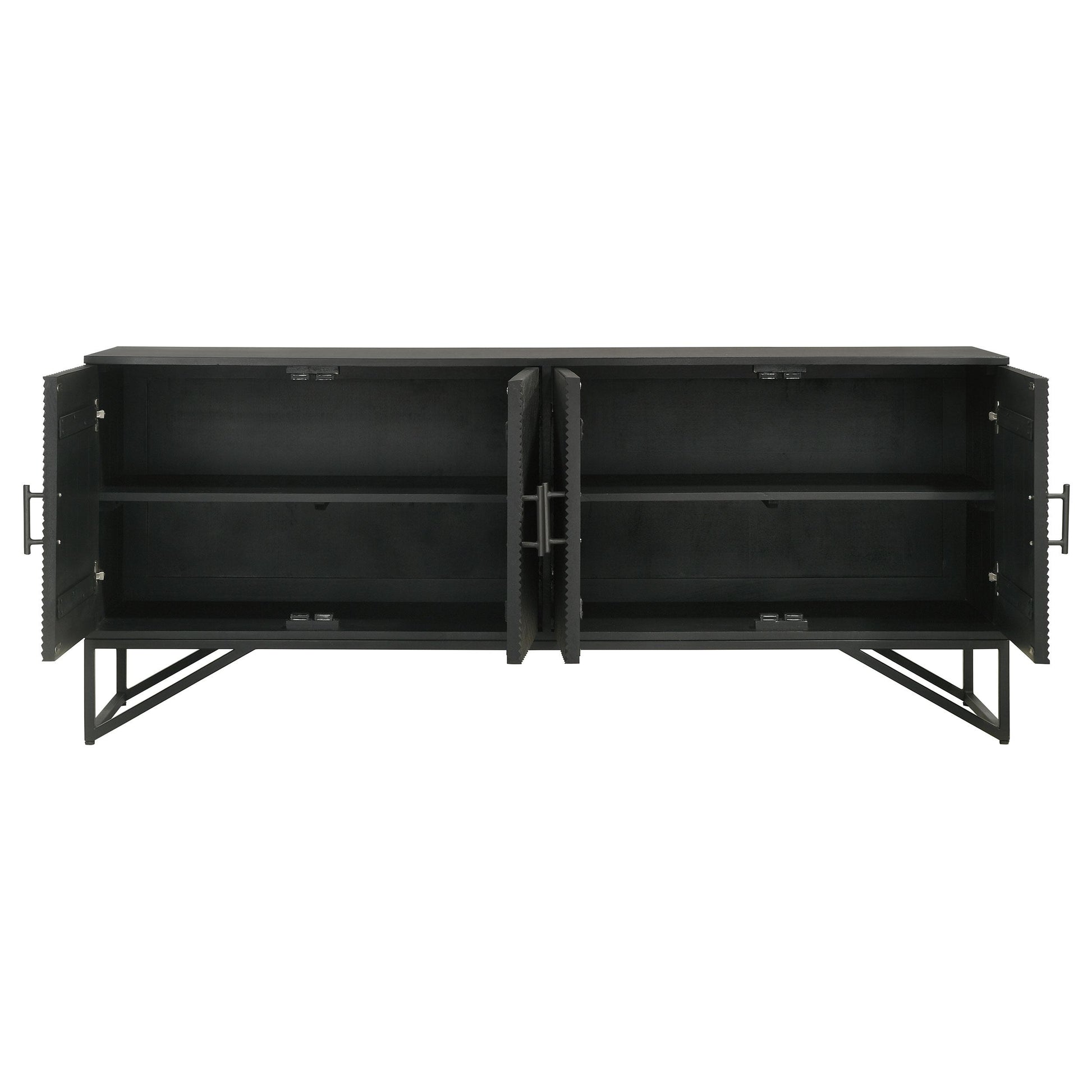  Coaster Furniture Riddell 959631 4-door Wood Reeding Accent Cabinet - Matte Black IMAGE 5