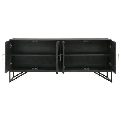  Coaster Furniture Riddell 959631 4-door Wood Reeding Accent Cabinet - Matte Black IMAGE 5