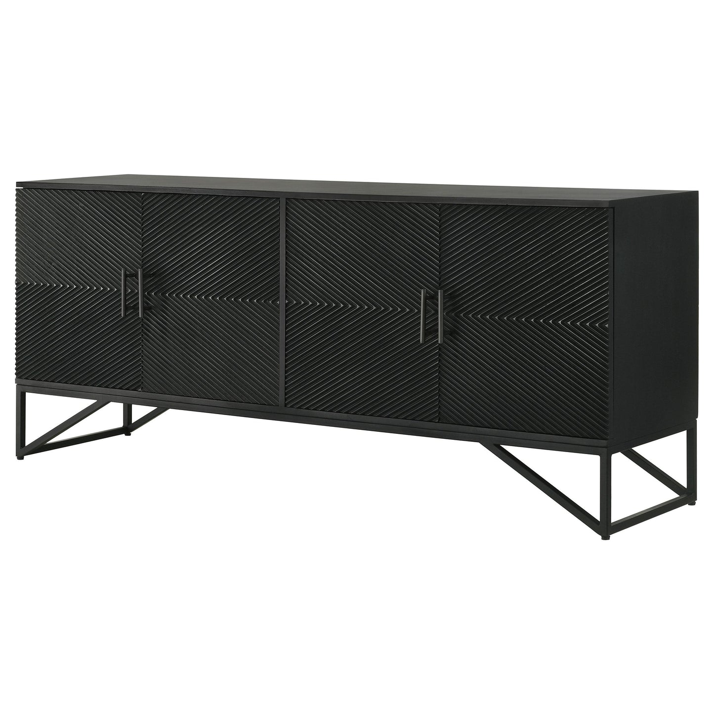  Coaster Furniture Riddell 959631 4-door Wood Reeding Accent Cabinet - Matte Black IMAGE 6