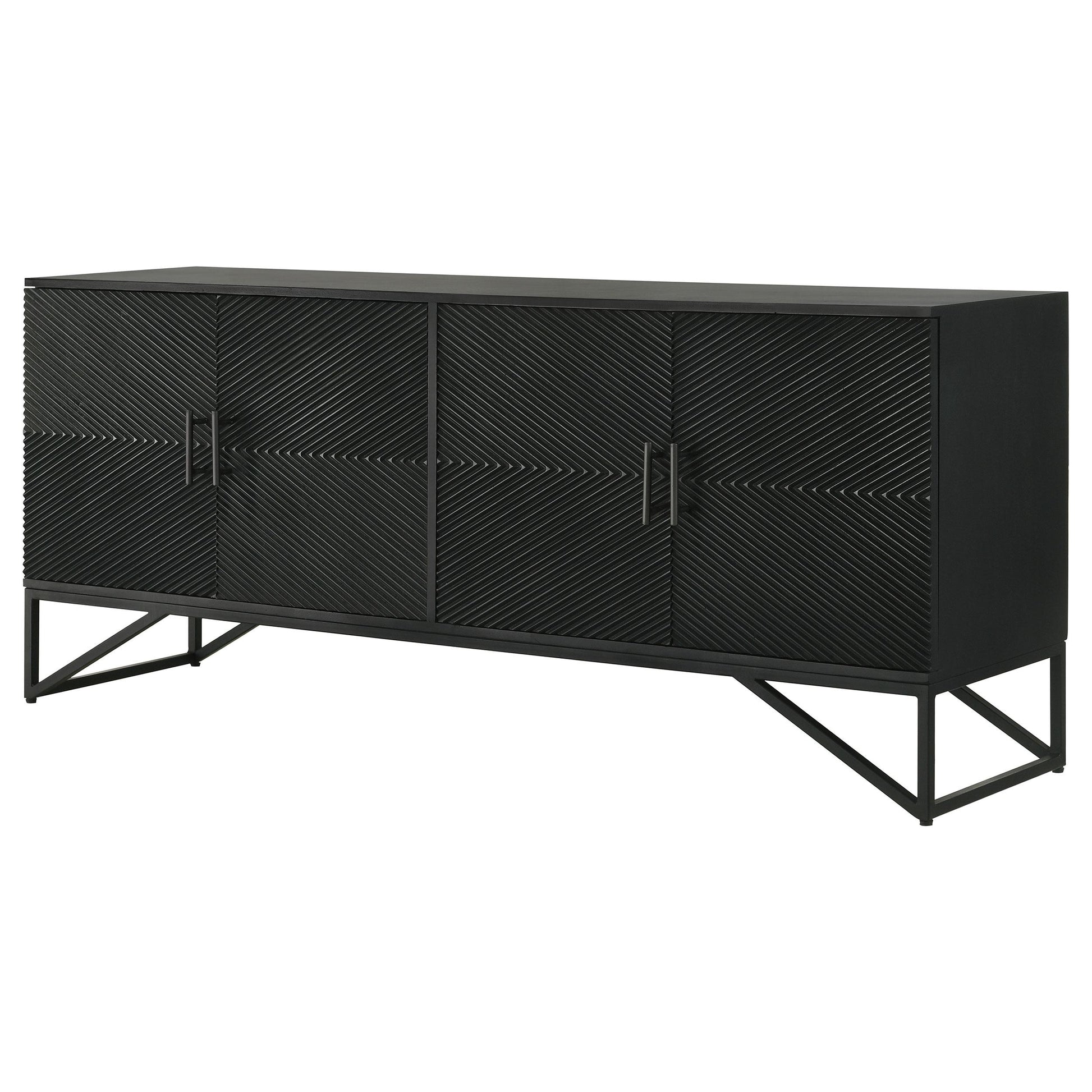  Coaster Furniture Riddell 959631 4-door Wood Reeding Accent Cabinet - Matte Black IMAGE 6